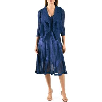 Komarov Charmeuse & Chiffon Cocktail Dress with Bolero Jacket in Midnight Navy at Nordstrom, Size X-Large