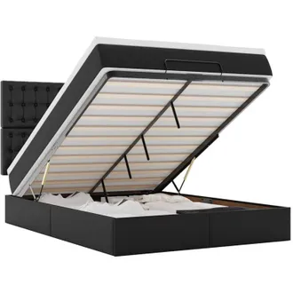 vidaXL Vidaxl - Estructura Cama Otomana Colch&oacute;n Cuero Sint&eacute;tico Negro 140x200cm