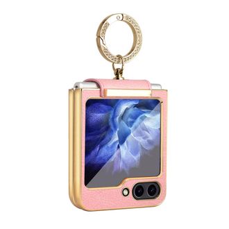 OEM Elegante Custodia Per Telefono In Vera Pelle Con Anello Di Fissaggio E Cover Protettiva Pieghevole Galvanizzata, Per Samsung Galaxy Z Flip 4