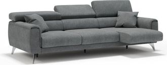 Divani.Store Caravaggio Sof&aacute; De 3 Plazas Extensibles Con Reposacabezas Ajustables En Tejido Impermeable 244 Cm Gris