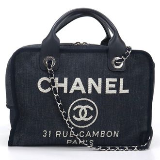 Chanel Navy Denim Boston Bag (Pre-Owned)