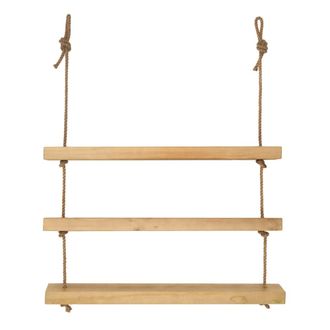 Hannun Estanter&iacute;a colgante de madera maciza color olivo 3 baldas 100 cm