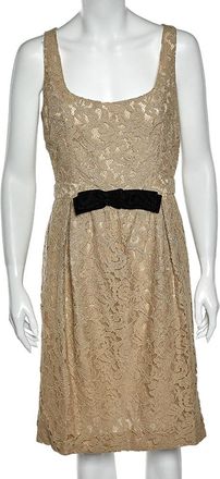 Moschino Cheap And Chic Cream Lace Bow Trim Sleeveless Midi Dress