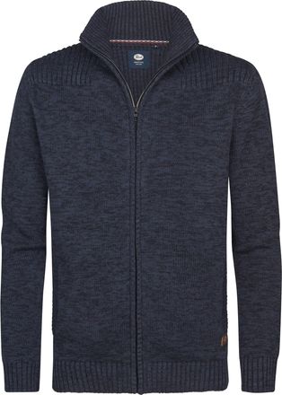 Petrol Industries Heren Gebreid Vest Sleeping Bear - Blauw