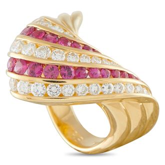 Luxury Bazaar 18K Yellow Gold 1.28ct Diamond and Ruby Ring MF06-100826
