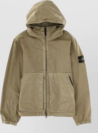 Stone Island hooded regular jacket elastic cuffs pockets