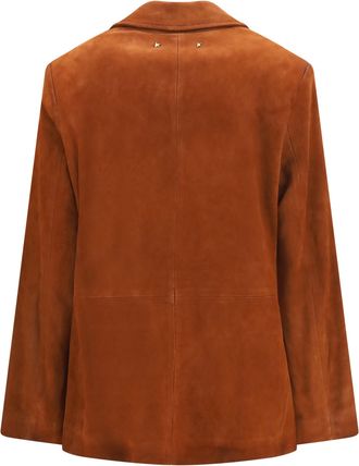 Golden Goose Womens Leather Jacket Single-Breasted Cambridge Brown Sheepskin