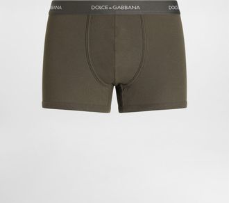 Dolce & Gabbana Ribbed Cotton Boxer Shorts - Man Underwear And Loungewear Green Cotton 3