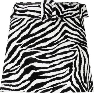 Alessandra Rich low-rise zebra-print skirt - women - Viscose/Cotton - 42 - Black