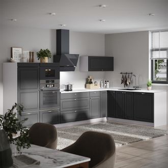 Vicco Cucina Angolare Completa Fame-line, Oro-antracite Rustico/bianco, 347 X 207 Cm Senza Piano Di Lavoro, Vicco