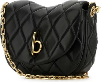 Burberry Womens Chain Shoulder Bag Black Lamb