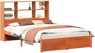 vidaXL Marco De Cama Estanter&iacute;a Con Cabecera Marr&oacute;n Cera 150 X 200 Cm Vidaxl