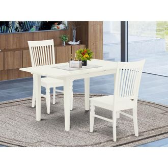 East West Furniture Dining Table- Dining Chairs, NOWE3-WHI-W