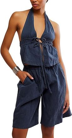 Free People Sidra Set Womens Dress India Ink : MD (Womens 8-10), Lyocell/Nylon