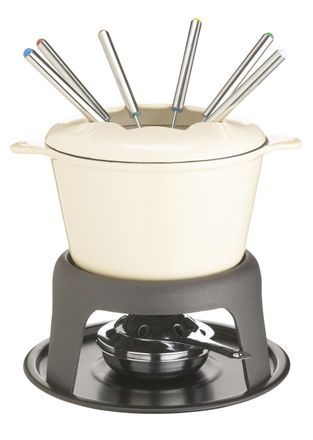 MasterClass Juego de fondue de hierro fundido esmaltado color crema