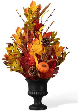 Glitzhome 24H Fall Maple Leaf Urn Table Tree in Orange at Nordstrom, Size Medium