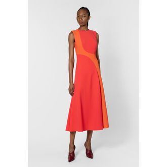 Roksanda Ilincic Aras Sleevless Midi Dress in Rouge /Venetian Red at Nordstrom, Size 10