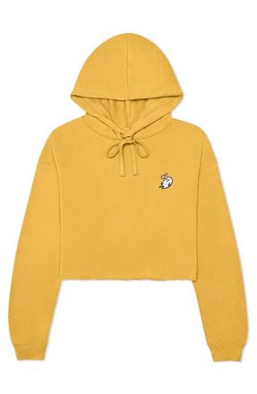 Dalix Heartly Ghost Cropped Hoodie in Heather Mustard at Nordstrom, Size Xx-Large