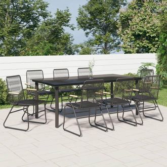 Berkfield Home 9 Piece Garden Dining Set Black PVC Rattan