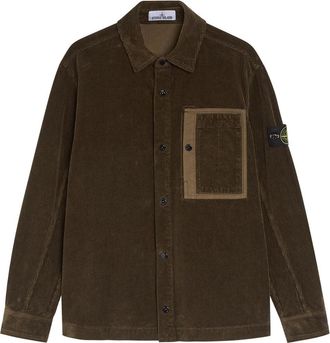 Stone Island Logo Corduroy Overshirt - Grey Anthracite - M