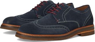Johnston & Murphy Calder Wingtip Mens Shoes Navy Waxed Suede : 10.5 M (D), Leather/Suede