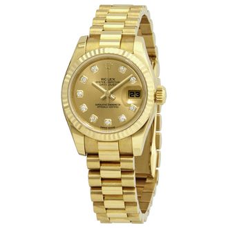 Rolex Pre-owned Rolex Lady-Datejust Diamond Gold Dial Ladies Watch 179178-CDP
