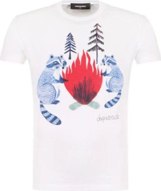 Dsquared2 Tops, Heren, Wit, S, Katoen, Witte Heren T-shirt Chic Dan Fit