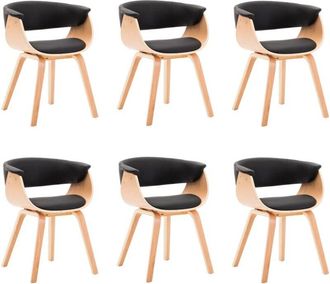 vidaXL Sillas De Comedor 6 Unidades Madera Y Cuero Sint&eacute;tico Negro Vidaxl