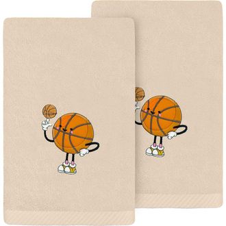 Linum Home Textiles 2-Pack Embroidered Hand Towel in Sand Basketball at Nordstrom Rack