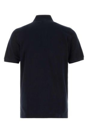 Fedeli Mens Navy Blue Piquet Polo Shirt Blu Exterior: Cotton