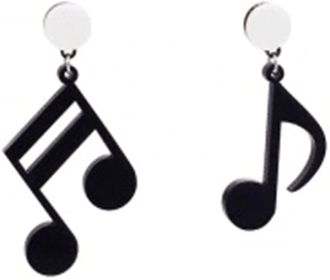 Generic Acrylic Musical Note Stud Earrings Fun Asymmetrical Music No