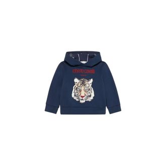 Roberto Cavalli Tiger-print Hooded Sweatshirt - male - Roberto Cavalli - Kids Sweatshirts - Blue - 12 M - Kids