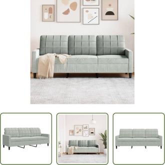 vidaXL Divano in velluto - Divano a 3 Posti Grigio Chiaro 180 cm in Velluto