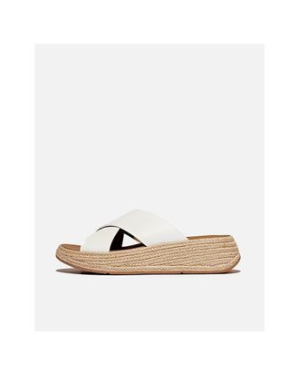 FitFlop Dames F-Mode Espadrille Leren Flatform Cross Sandalen