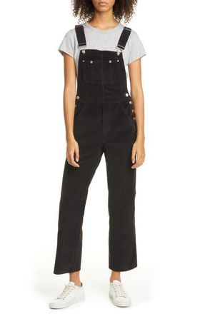 Rag & Bone Ruth Straight Leg Corduroy Overalls in Black at Nordstrom, Size 24