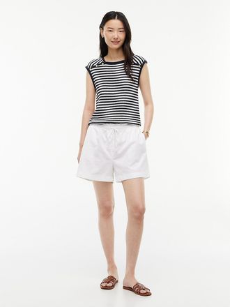 Tommy Hilfiger Womens Linen-Cotton Blend Pull-On Short - Optic White - XXL
