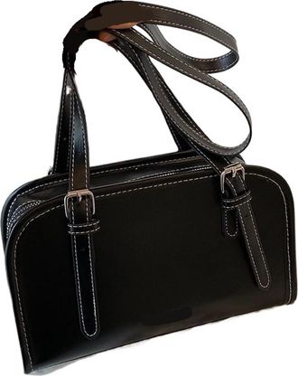 Generic Fashionable Mini Shoulder Handbag For Women Stylish Versatile Underarm Bag Retro(Black)