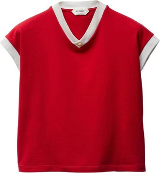Versace Stretch T-shirt van katoenjersey - Dames - T-shirts - Rood - S - Katoen - Tops