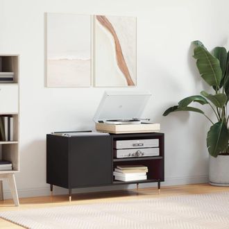 vidaXL Mobile Porta Dischi Nero 85x38x48 Cm In Legno Multistrato - Vidaxl
