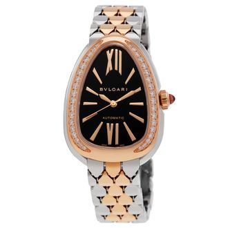 Bulgari Serpenti Seduttori Automatic Diamond Black Dial Ladies Watch 104059