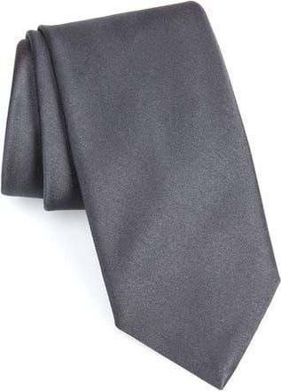 Canali Solid Silk Tie in Silver at Nordstrom Rack