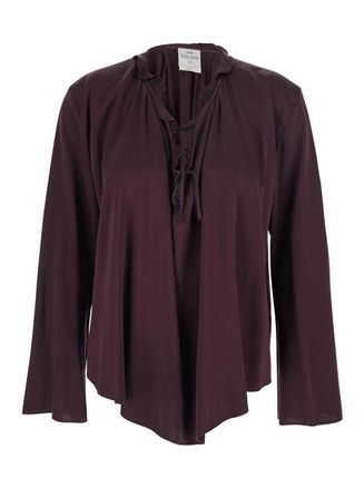 Forte_Forte Bordeaux Blouse With Drawstring At The Neck In Silk Blend Woman