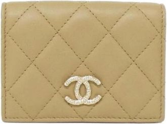 Chanel Pre-owned Lambskin Card Case Ap 4733 - Dames - Vintage Accessoires - Beige - ONE Size - Leer - Vintage