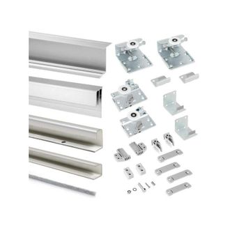 Emuca Emuca Sistema Corredero Para Armario 2 Puertas Colgadas, Espesor 16 Mm, Antidescarrilamiento, Perfiles Aluminio, Gris Metalizado