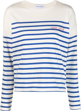 Maison Labiche stripe-print organic cotton jumper - women - Organic Cotton - M - White