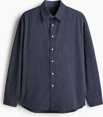 H&M Baumwollhemd in Relaxed Fit - Blue