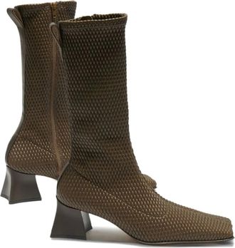 Miista Diana laarzen met vierkante neus - Bruin