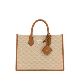 MCM Mcm Printed Canvas Himmel Medium Shopping Bag