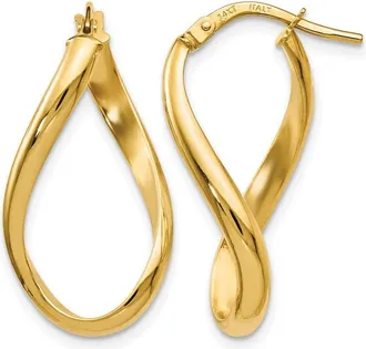 Diamond2Deal 14K Yellow Gold Oval Twisted Hoop Earrings 24mm