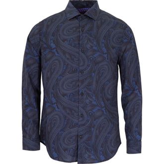 Lords of Harlech Norman Button-Up Shirt in Paisley Badalona Smoke at Nordstrom, Size Xx-Large